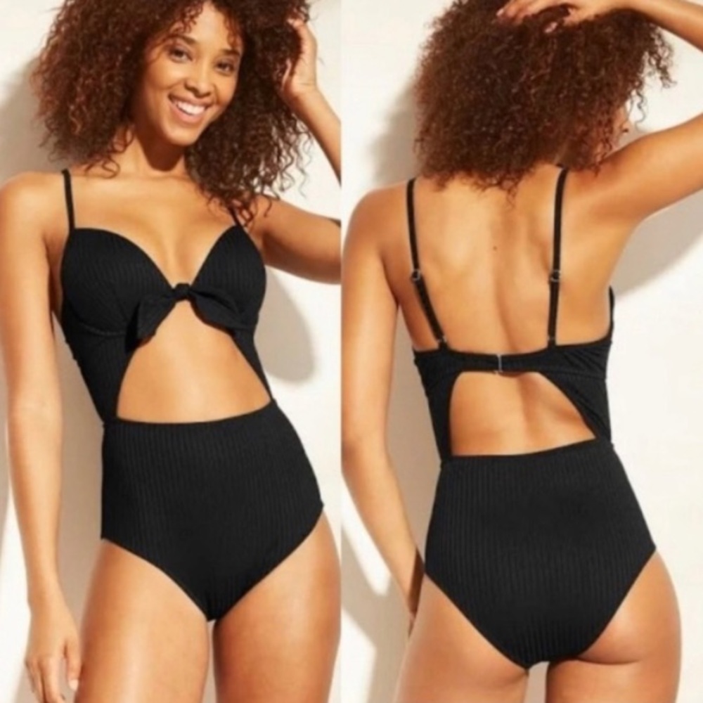 SHADE & SHORE One Piece Cutout Black Swimuit